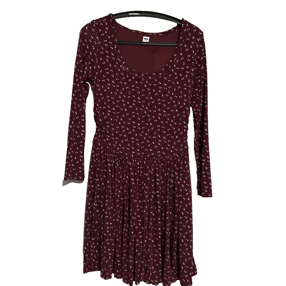 Old Navy Womens Floral Fit & Flare Dress M/P Long Sleeve Cottagecore Boho Casual